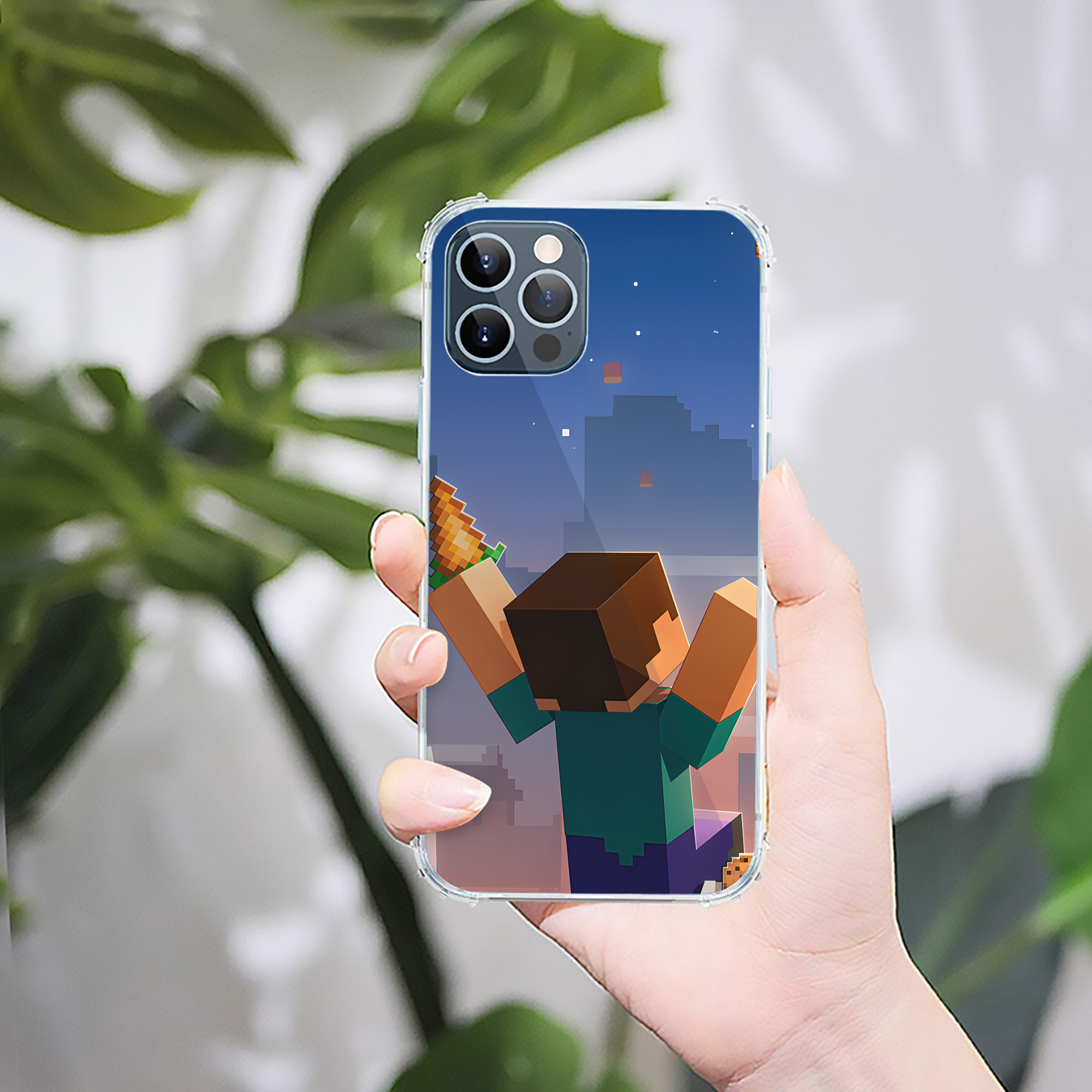 （画像用） マインクラフト ブロックの世界 Minecraft MC Block world 【iPhone 12シリーズ対応】透明スマホケース（クリアソフトケース）
